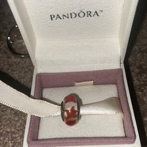 Pandora Glass Bead: clear and red with stars